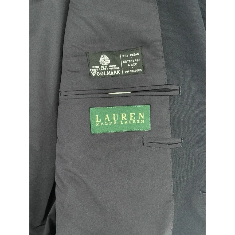 Lauren‎ Ralph Lauren Wool Blazer 40R Navy Gold Button Sport Coat Woolmark